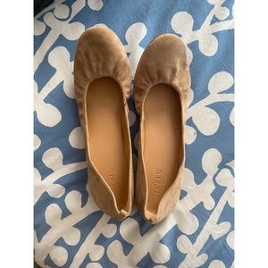 J crew Anya suede ballet flats in saddle size 12